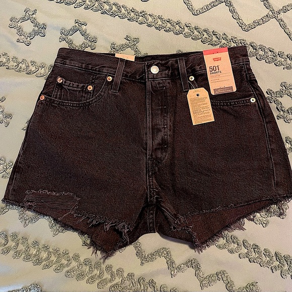 Levi's Pants - Levi's 501 Black Jean Shorts Distressed High-Waisted